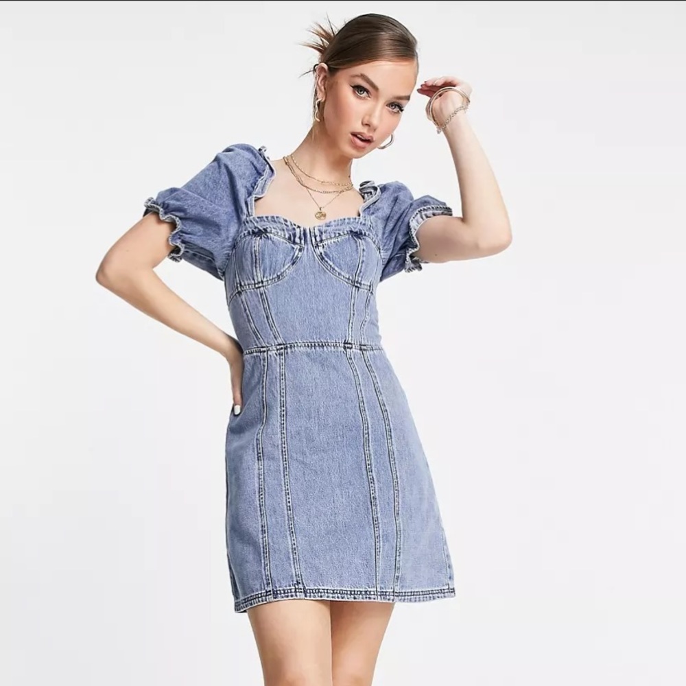 & Other Stories Cotton Denim Bustier Mini Dress
